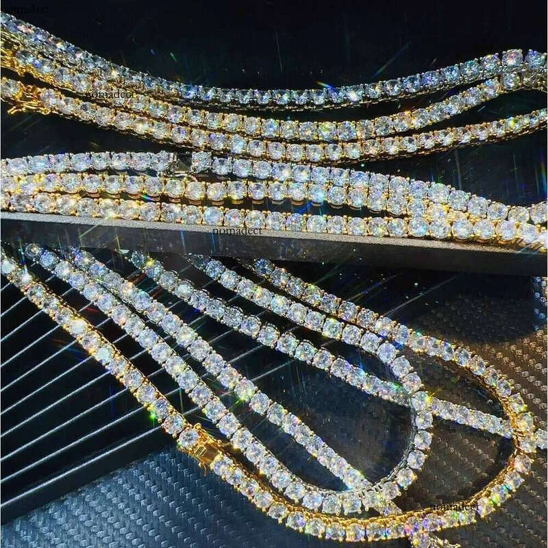 Hip hop Jewelry 6.5mm Sier VVS Dia necklace chain Fashion Iced out Moissanite Tennis Chain 38