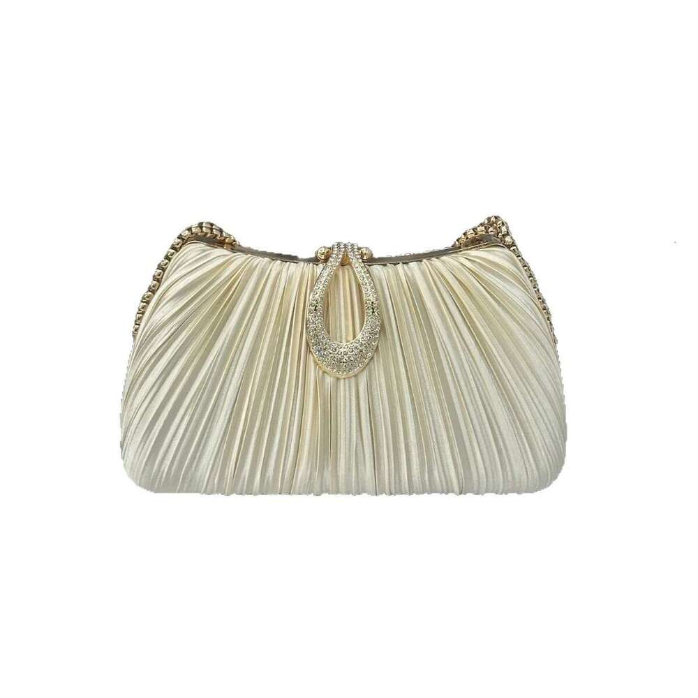 European And American Style Pleated Elegant Cheongsam Banquet Bride Simple Versatile Trendy Evening Bag Solid Color Handbag