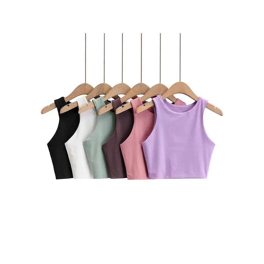 2023 Summer Fashion Women Sexy Slim O-neck Sleeveless Double Nylon Ladies Good Quality Tank Tops 6 Colors 26Y0209