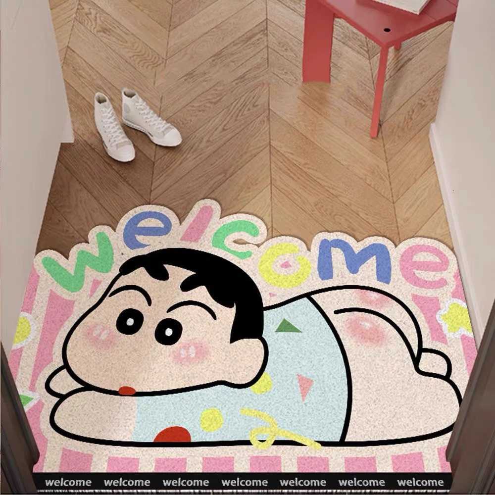 Cartoon Crayon Shin-chan silk loop floor mat for entrance door dirt-scraping foot mat PVC cuttable carpet S260207