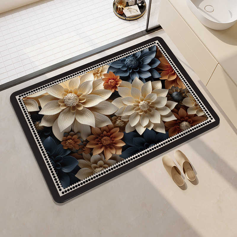 Entrance door mat hallway anti-slip and dirt-resistant foot mat diatom mud absorbent leather carpet door mat entry mat can be cut to size S260207