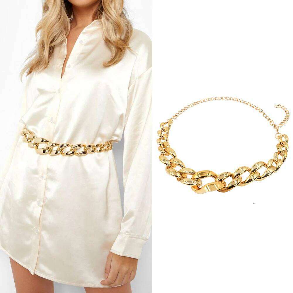 Vintage Gold Color waist Chain For Women Long Chian CCB New Fashion Jewelry Belt of metal X260209