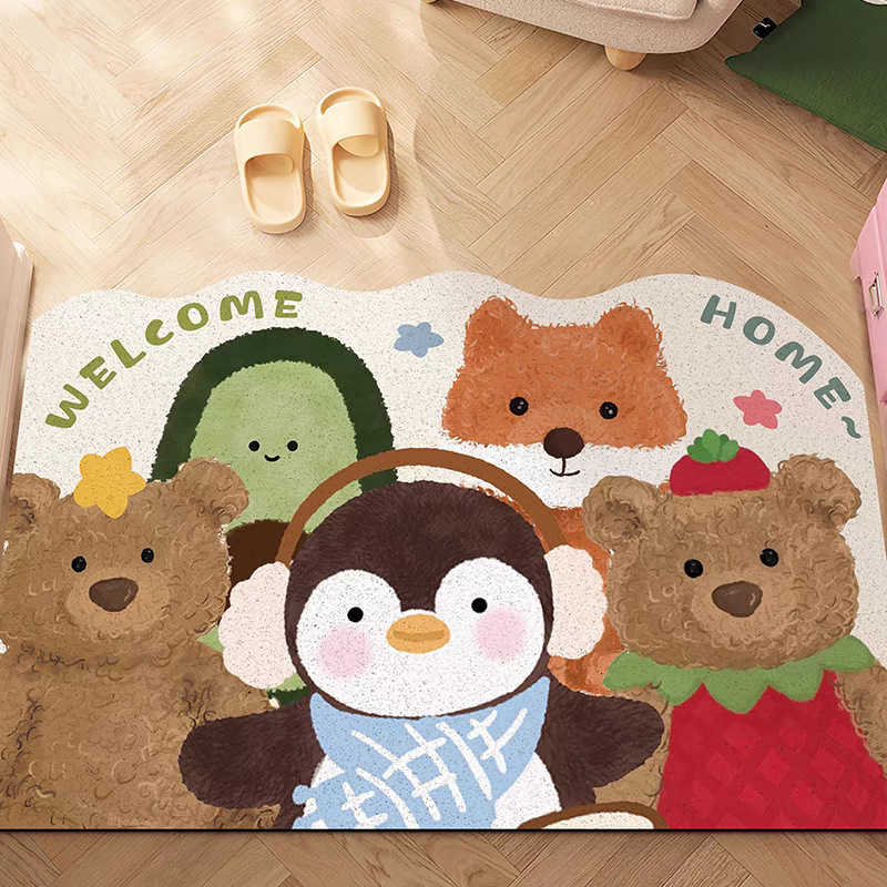 Cartoon Small Animal Entryway Doormat Dirt-Resistant and Easy to Clean Cuttable PVC Loop Doormat Entrance Mat S260207