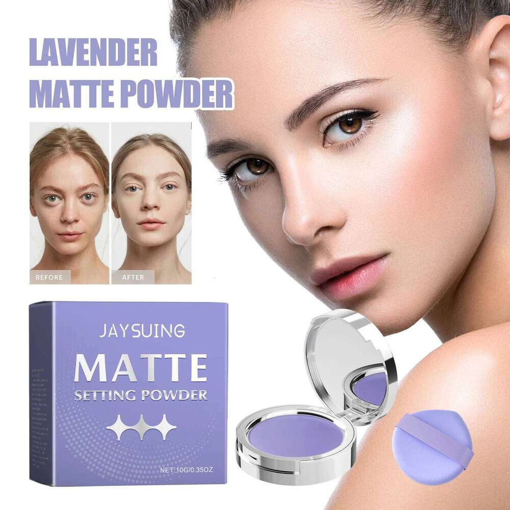 Jaysuing 10g Lavender Matte Set Natural Waterproof Concealer Oil Control Lasting Makeup Loose Setting Powder 26L0209