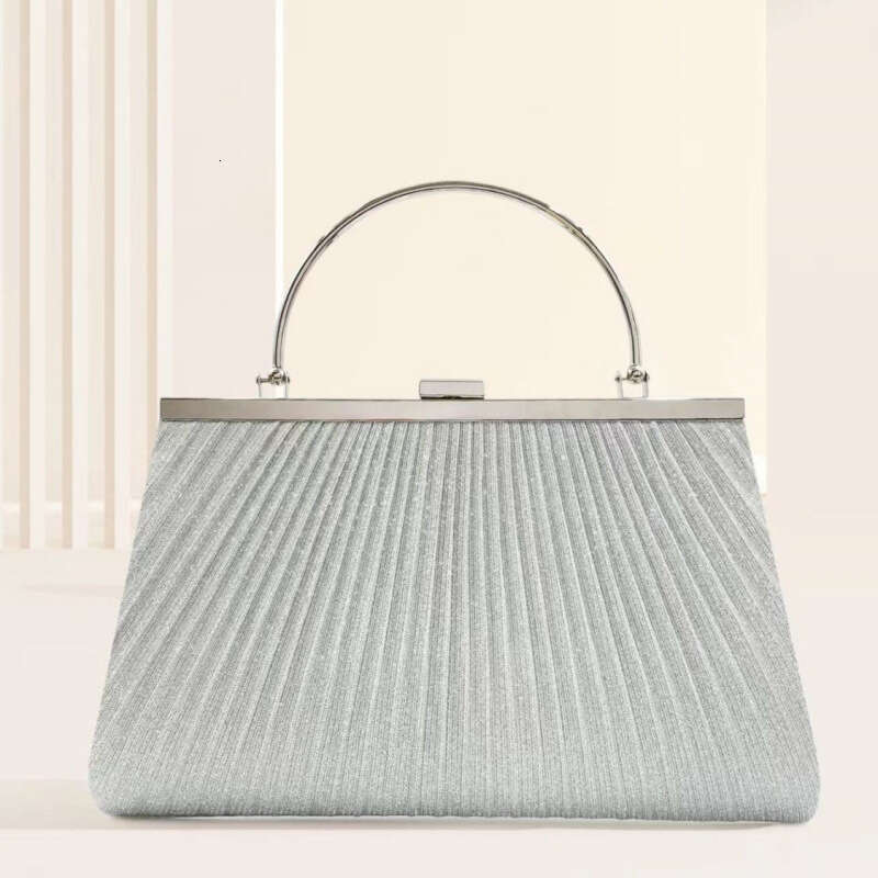 New Simple Fashion Pleated Handbag Shiny Evening Phone Women S Banquet Cheongsam Dress Bag
