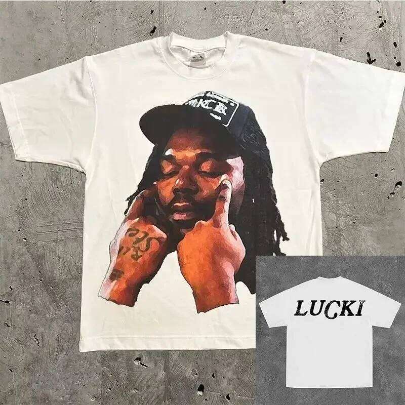 Y2k New Cotton T-shirt Men's and Women's Portrait Printed Harajuku Hip-hop Rock Street Fashion Couple Oversized TShirt X260209