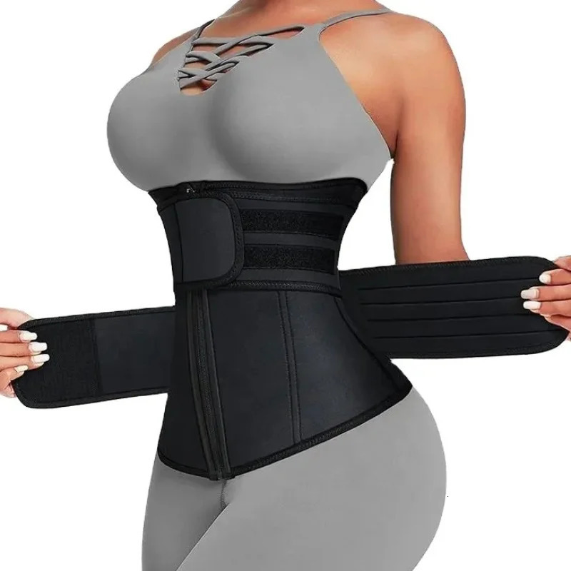 Adjustable Waist Trainer for Women Double Belts Neoprene Corset with Zipper Workout Cincher for Tummy Control Back Support 260207