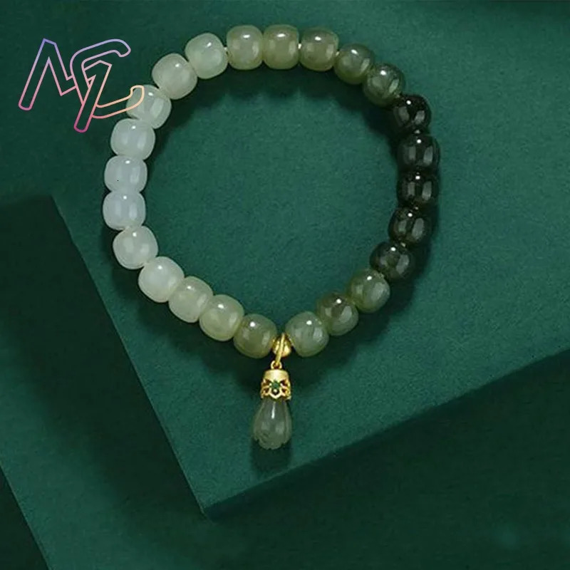 Natural Hetian Jade Flower Bracelet Agate Bangle Real Jewelry Tourmaline Exquisite Sexy Young Fashion Charm Gifts for Women Girl 260202