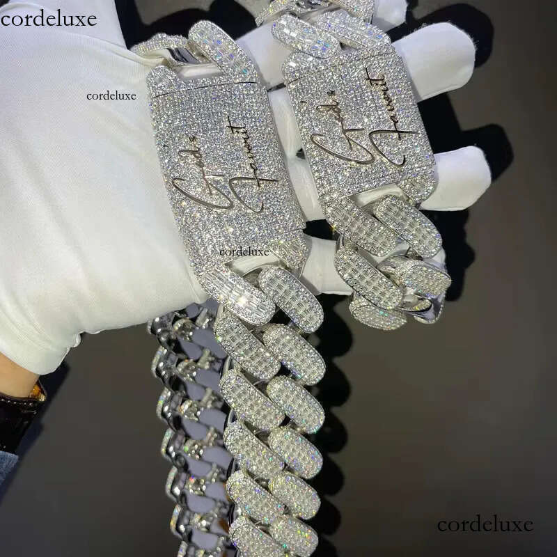 Custom VVS Moissanite Iced Out for Men Heavy Solid Sier Gold Plated Dia Rapper Necklace Cuban Link Chain 4e