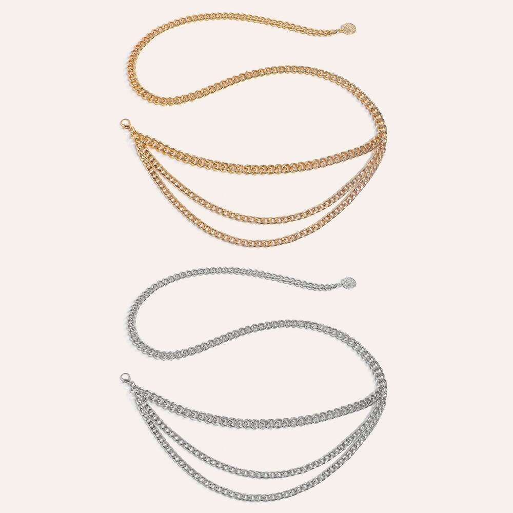 1 Piece Multi-Layer Metal Waist Chain for Women Unique Versatile Dress Belt Accessory X260209