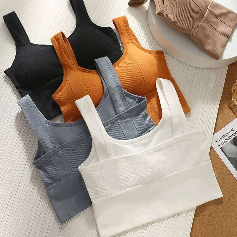 Women's No Steel Ring Gathered Underwear Summer New Breathable Inner and Outer Wear Vest Sports Top Woman Gym Sport Bra 26Y0209