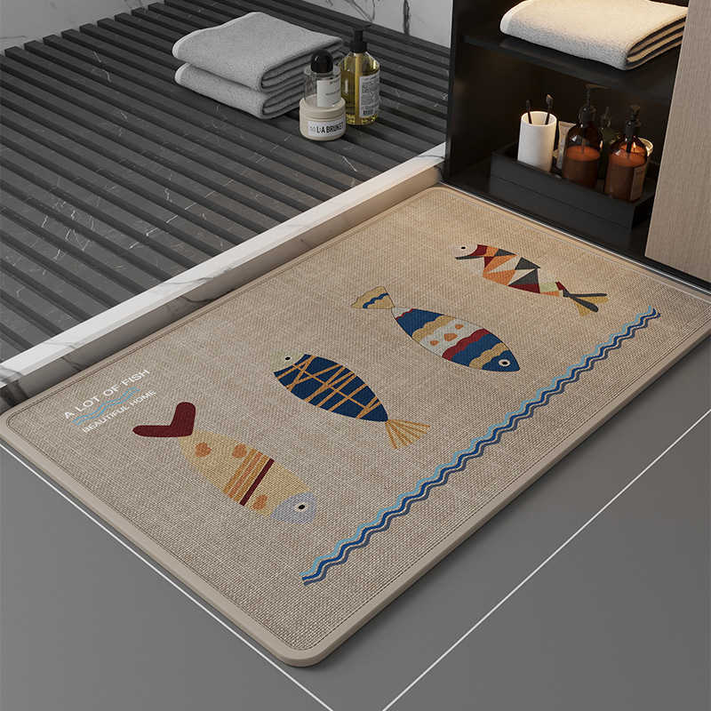 Imitation Linen Bathroom Non-Slip Mat Water-Absorbent Floor Mat for Washroom Dirt-Resistant and Anti-Fall Carpet Toilet Door Mat S260207