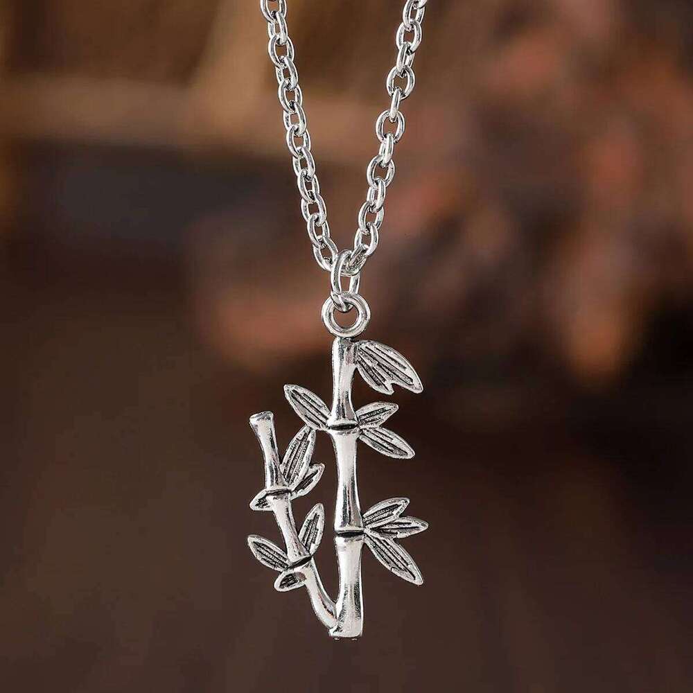 Earrings and Necklace Chinese Retro Bamboo Branch Leaf Pendant Gold Plated for Cultural Festival and Daily Wear Jewellery Gift High Quality Texture