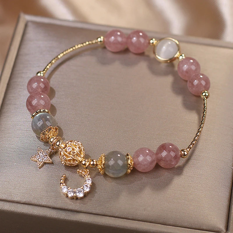Unique Fashion Firecracker Crystal Beaded Bracelet Friendship Glass Bracelets For Girls Star Moon Cloud Flower Jewelry 260202
