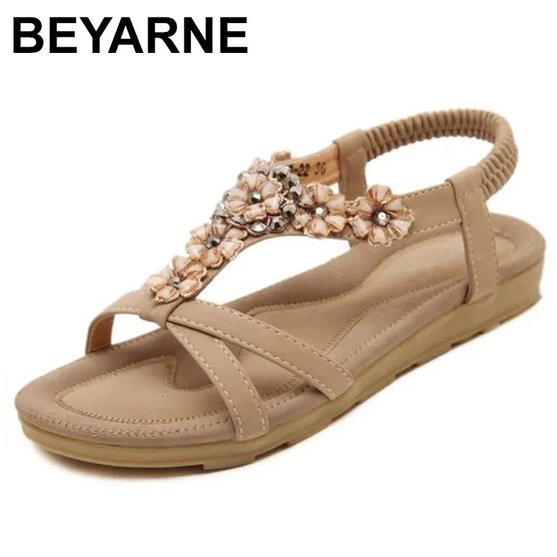 BEYARNE Bohemian Style Summer Women Shoes Fashion Womens Sandals Flat Heel Beach Summer Shoes Ladies Sweet 260204