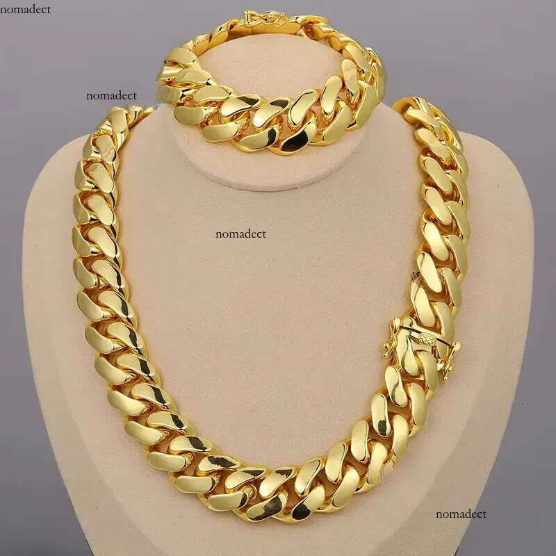 Cadenas cubana Wholesale Hip Hop Jewelry 14K Gold Plated Choker Solid Miami Cuban k Chain Necklace For Men a8