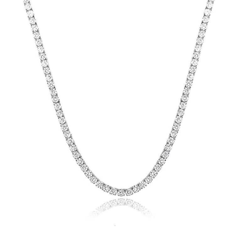 Fashion Trendy Brass 18K Gold Plated 2mm/3mm/4mm/5mm/6mm Silver Moissanite VVS Tennis Chain Necklace