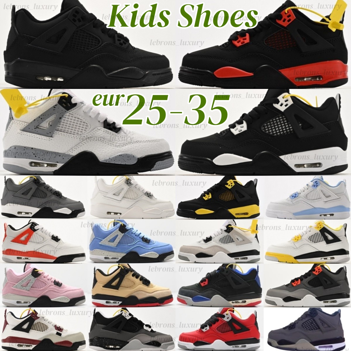 Kids Basketball Shoes Black Cat Designer Toddlers Sneakers Boys Sport Trainers Girls White Thunder Red Children Youth Cement Grey Lightning UNC Fear Sail Green Gold