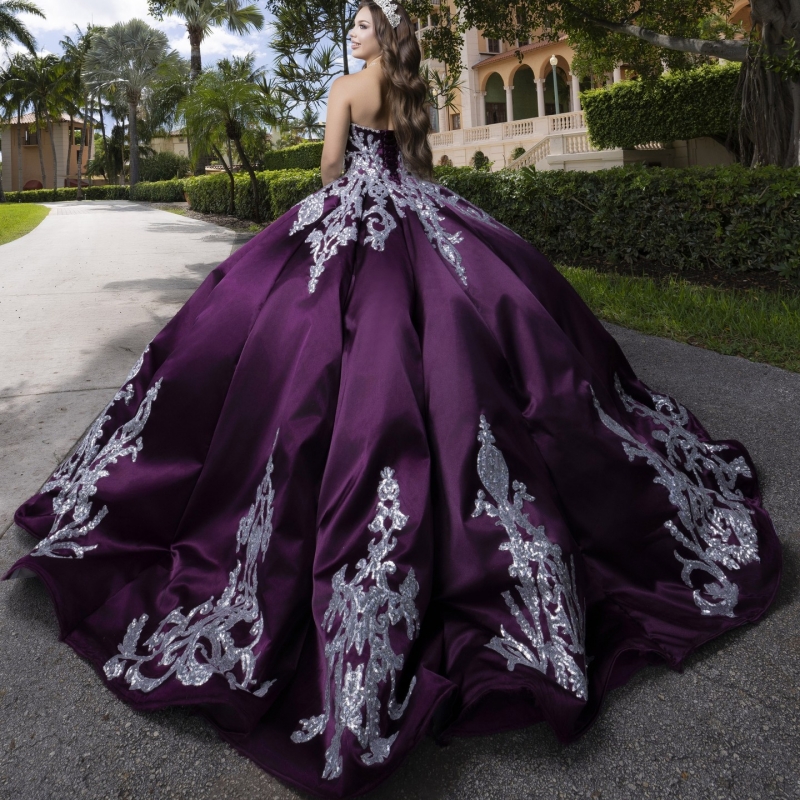 Purple Quinceanera Dresses Ball Gown Off The Shoulder Silvery Applique Lace Beading Crystal Sweet 16 Dress Vestidos 15 De Anos