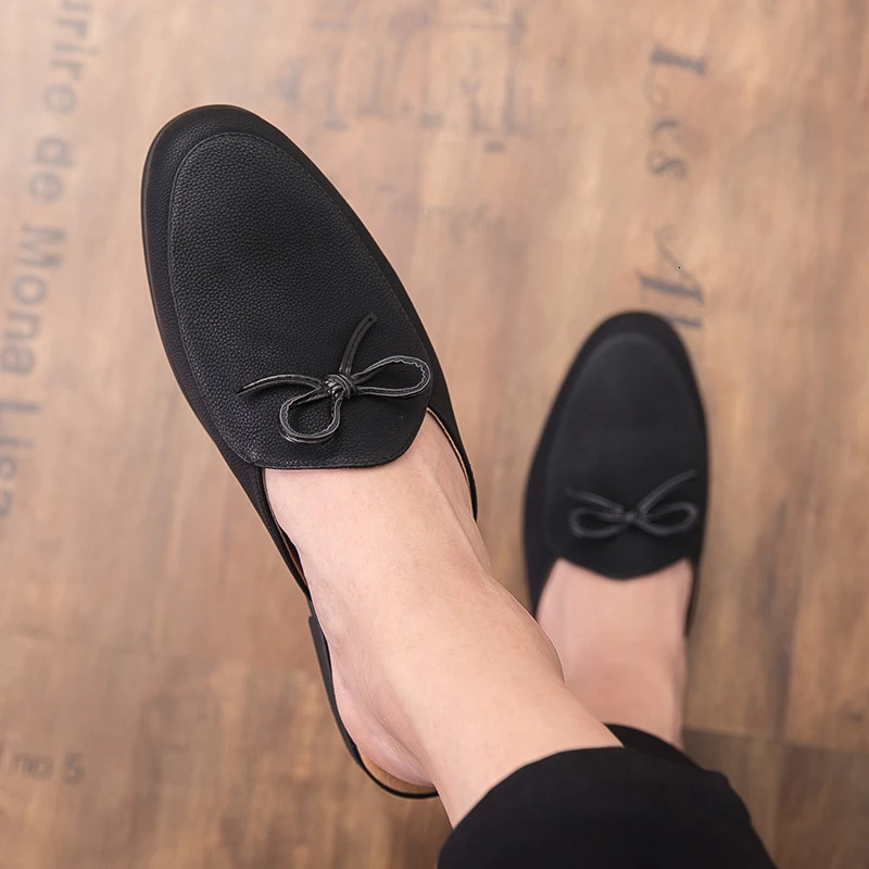 Classic Men Half Slippers Lightweight Leathe Muller Shoes Loafers Male Comfy Flats Lazy Soft Handmade Casual Footwear 260126