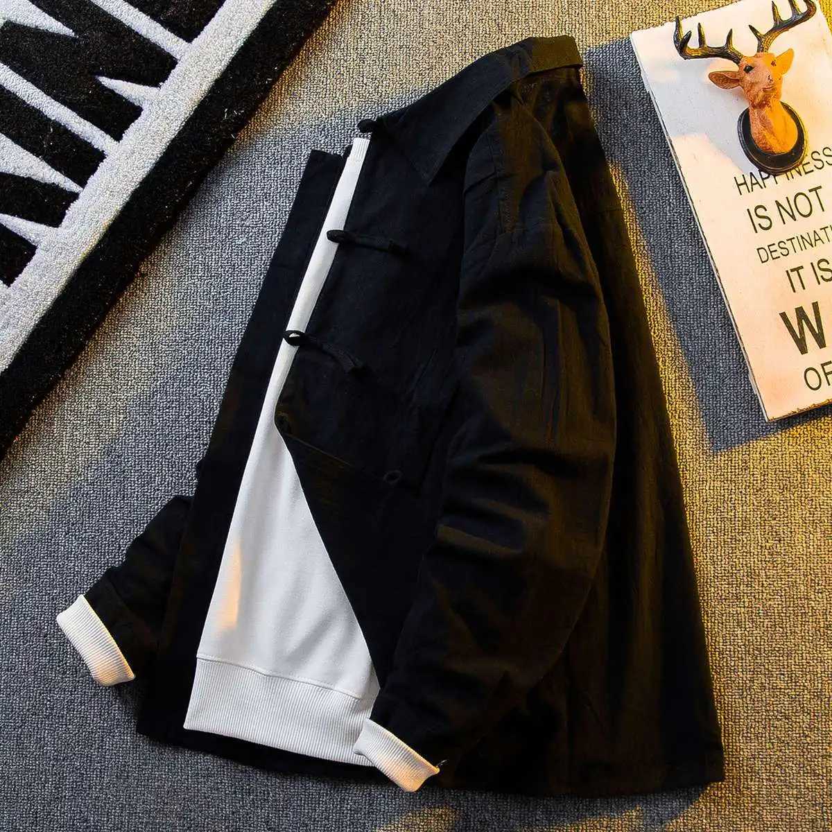 Spring Autumn New Chinese Buttoned Shirts Jacket Fashion Mens Retro Chinese Style Loose Casual Shirt Men Tops Male Clothes C260209