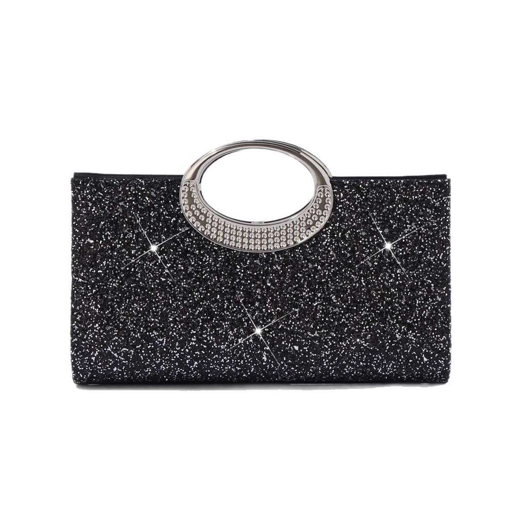 Hot-Selling Evening Bag European And American Retro Large Round Ring Handbag High-End Textured Sequin Fashion Trend Clutch