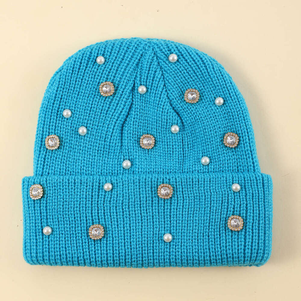 Cross-border autumn new large head circumference for men and women with rhinestones, woolen hat, winter knitted hat