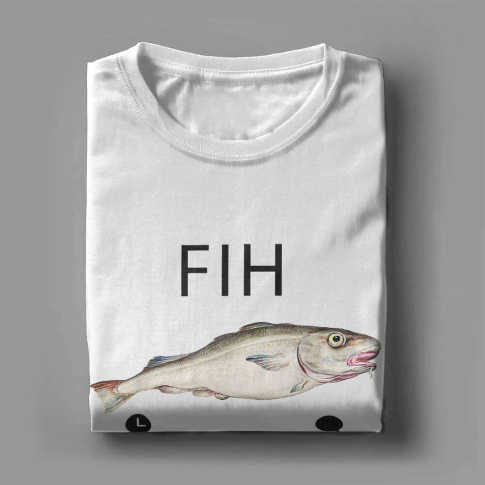 Calling Funny Misspelled Fish Meme Message Fih T-Shirts for Men 100% Cotton Tees O Neck Short Sleeve T Shirts Clothing X260209