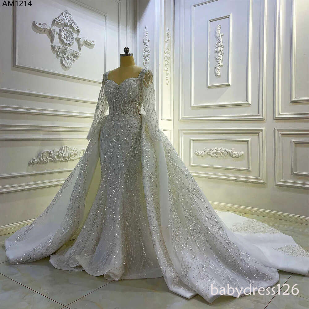 Detachable Skirt Long Sleeve Wedding Dress
