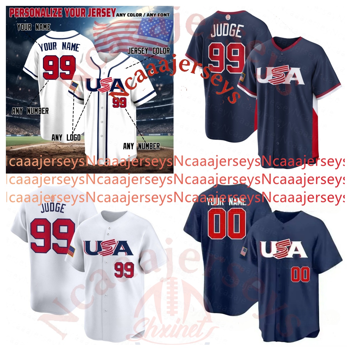 2026 World Baseball Classic Jersey USA Team 99 Aaron Judge Pete Crow-Armstrong Paul Skenes Corbin Carroll WBC Pete Alonso Cal Raleigh J.T. Realmuto United States