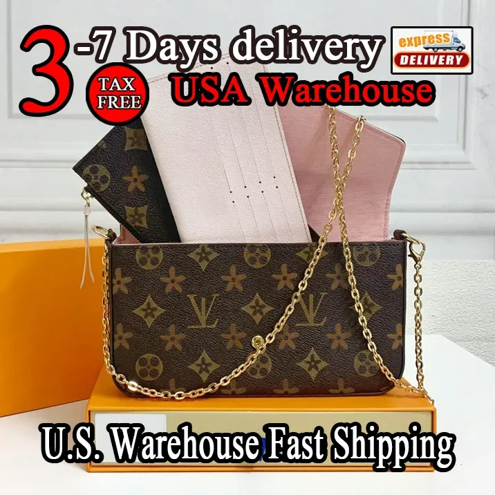 hight quilted luxury designer bag women fashion 3pcs/set designer wallet women luxury leater old flower compact key coin card bag crossbody chain shoulder bag 20A
