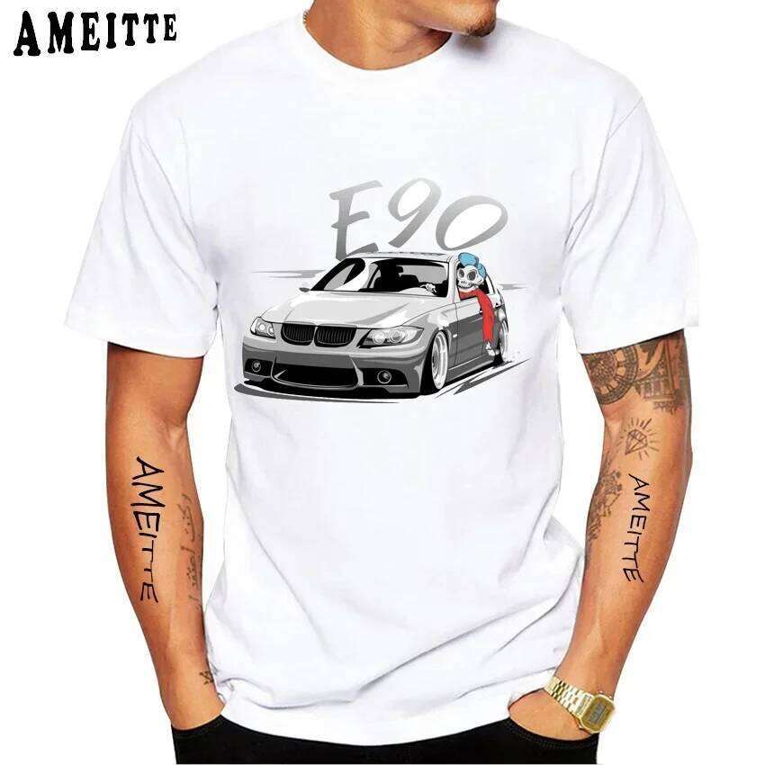 Vintage Skull Drive German E28 M5 E30 E36 E90 E46 Car Premium T-Shirt New Summer Men Short Sleeve Hip Hop Boy Casual White Tees X260209