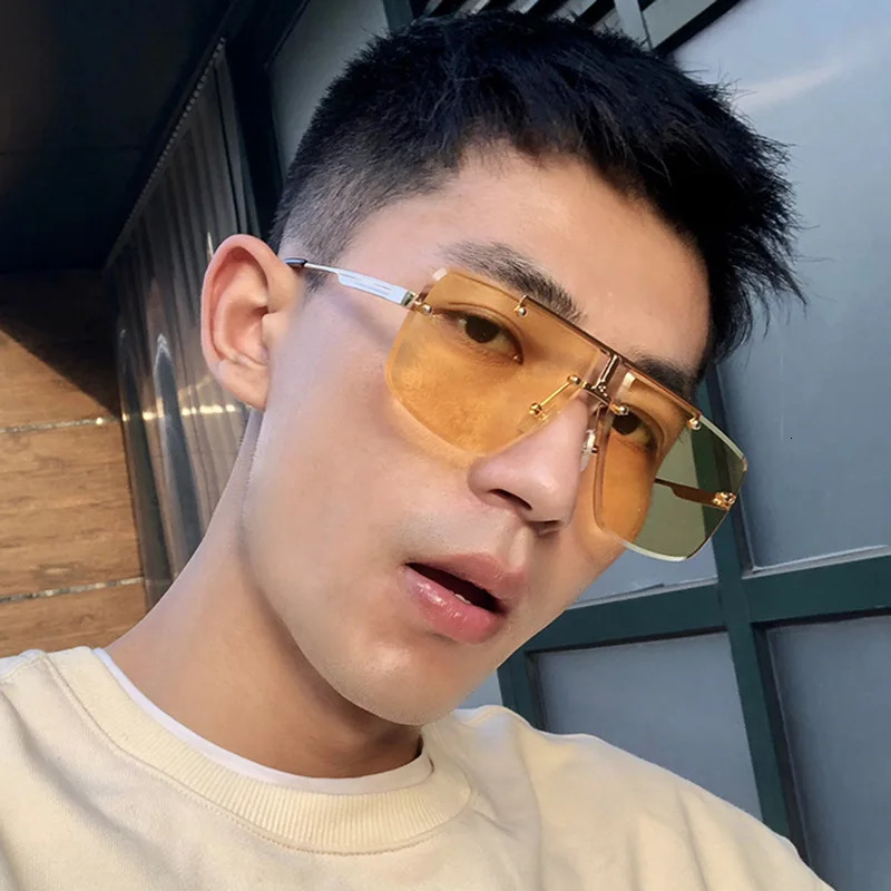 Rimless Sunglasses Rectangle Fashion Women Men Shades Large Square Sun Glasses for Female Male Summer Traveling 260207
