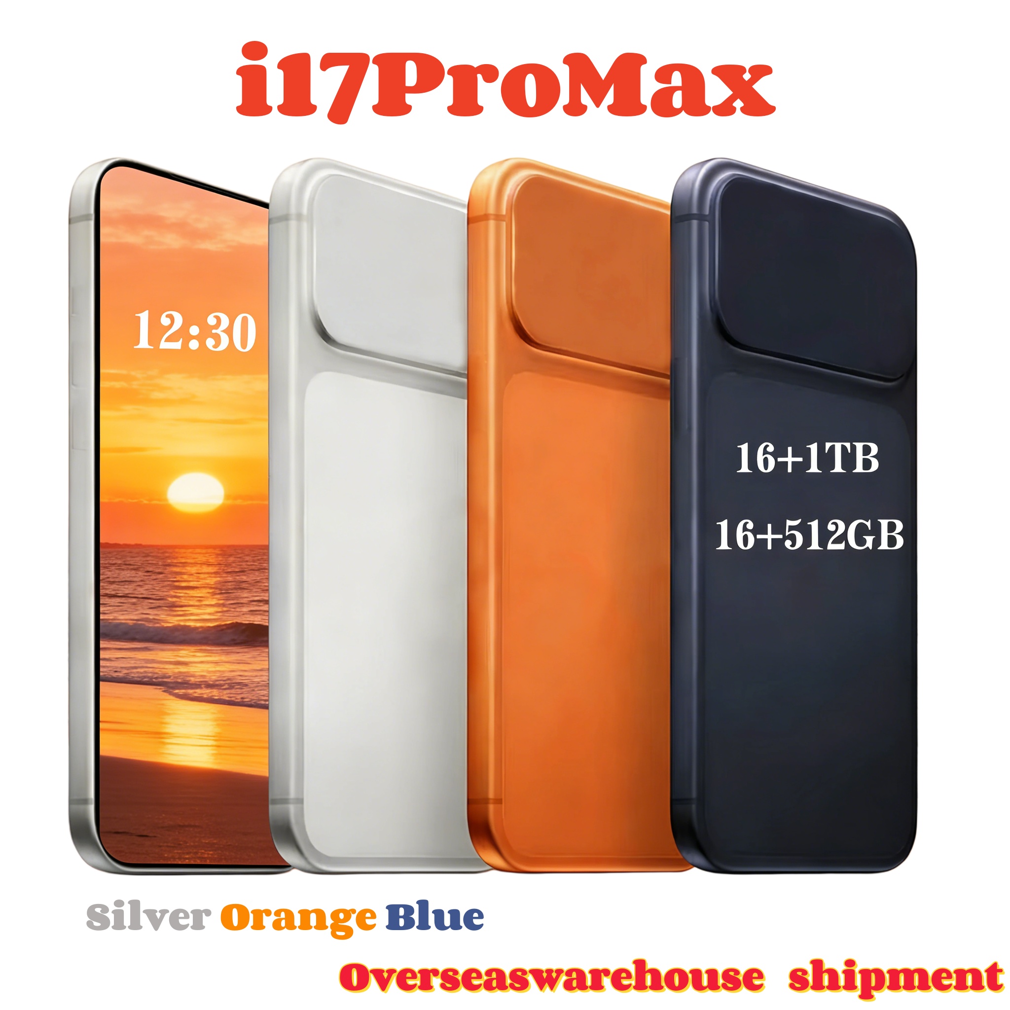 i17 Pro Max 5G Phone 16GB+2TB Unlocked Smartphone 512GB USB-C Face ID 6.9 screen HD+Android operating system phone custom packaging box US warehouse