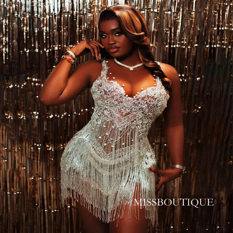 Little Cocktail Dresses Prom Evening Sheath Beaded Crystals Tassel Luxurious Mini Short Party Graduation Homecoming Birthday Holiday Club Gowns Dress 
