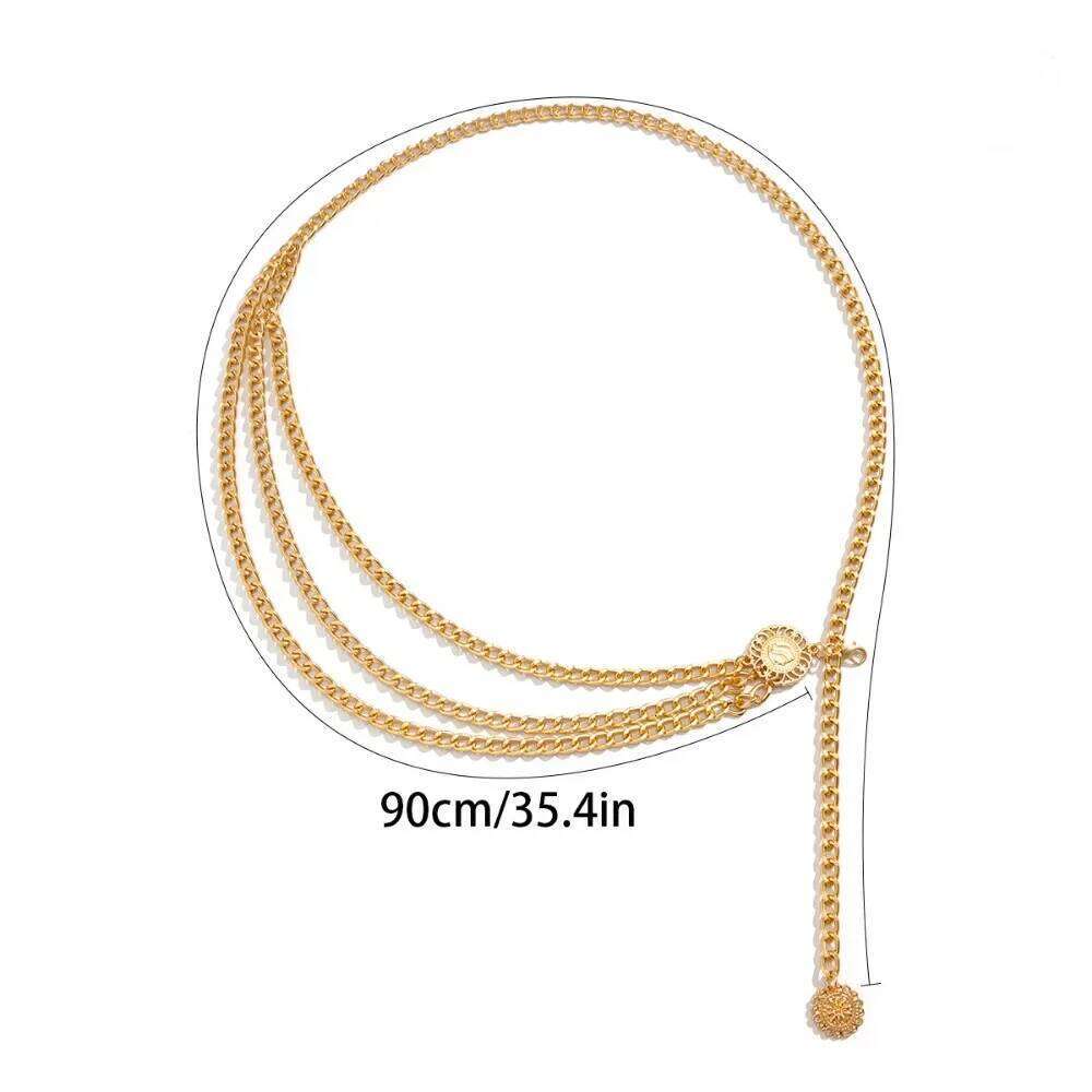 Boho Sexy Women Fashion Belt Hip High Waist Gold Silver Color Narrow Metal Body Chain Chunky Fringes New X260209