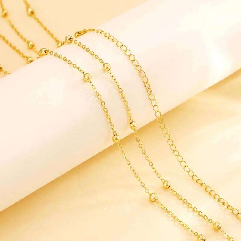 Fashion Double Layer Beaded Waist for Women Simple Gold Color Metal Cross Round Bead Body Chain Bikini Jewelry Acessories X260209