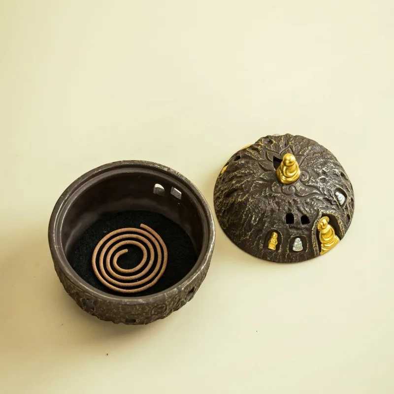 Dunhuang Zen Buddha Coil Incense Burner Ceramic Incense Holder for Sandalwood Agarwood Home Aromatherapy Desktop Decor Gift C260209