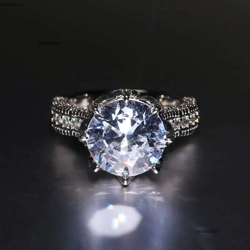 Wedding Oversized Sparkly Zircon Engagement For Women Fashion Dia Ring Jewelry 2d