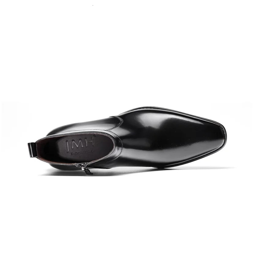 Mens British Style Chelsea Boots with Zipper Short High Leather Shaft for Business Look 260208