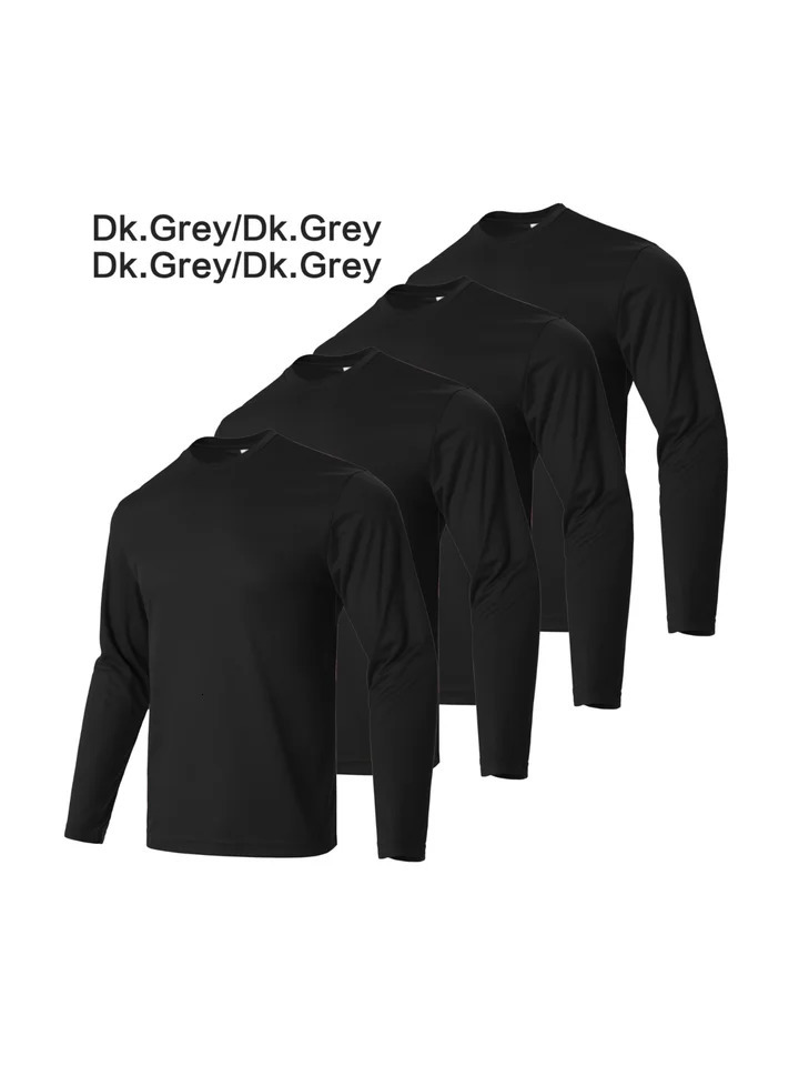 4-piece mens solid color round neck T-shirt - quick drying breathable moisture wicking suitable for fitness and running 260207