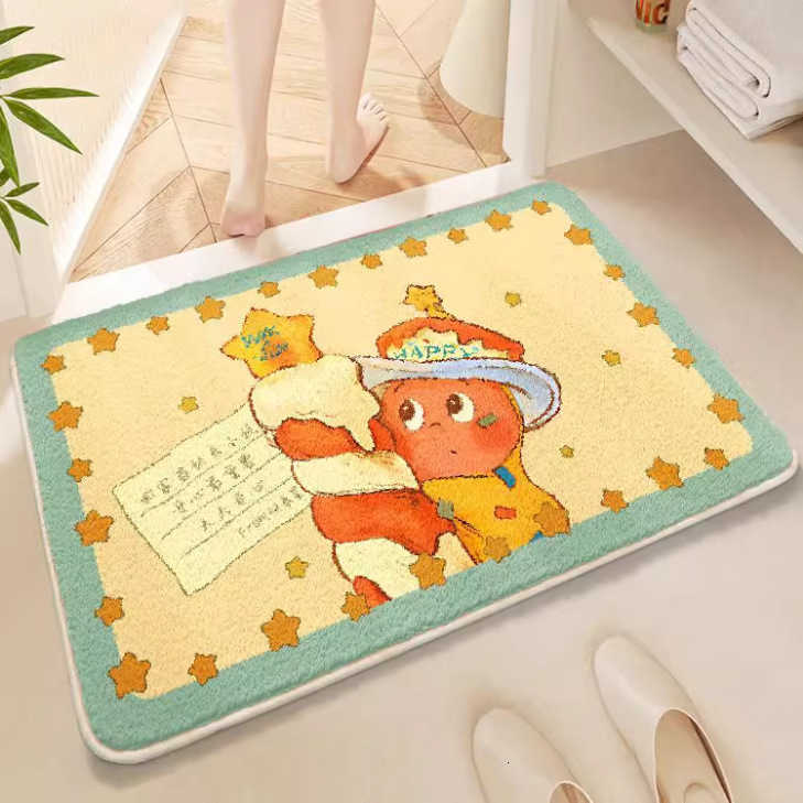 Cartoon Cute Star Man Bathroom Floor Mat Soft Imitation Cashmere Carpet Bedroom Toilet Doorway Rug S260207