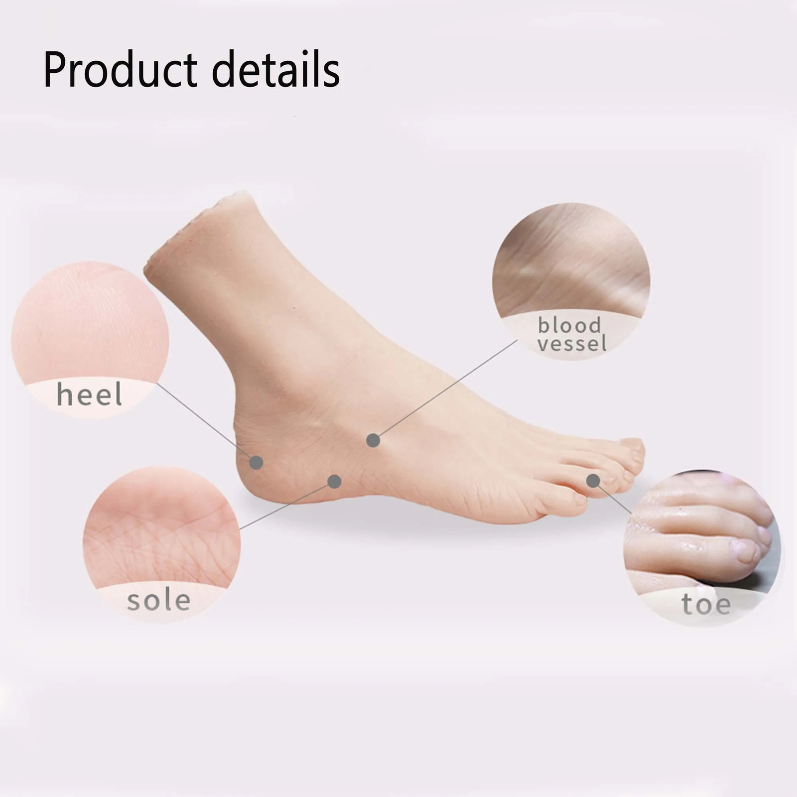 Zilasegy Silicone Feet Model Realistic Fake Foot Female Mannequin Display Sandal Shoe Sock Art Sketch NailOne foot 260209