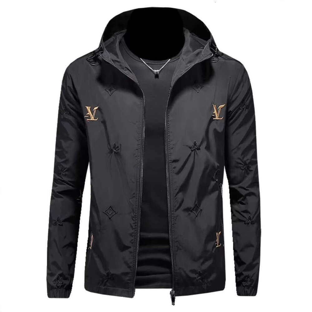 European Men's Fashion Hooded Embroidery 2025 Spring New Jacket