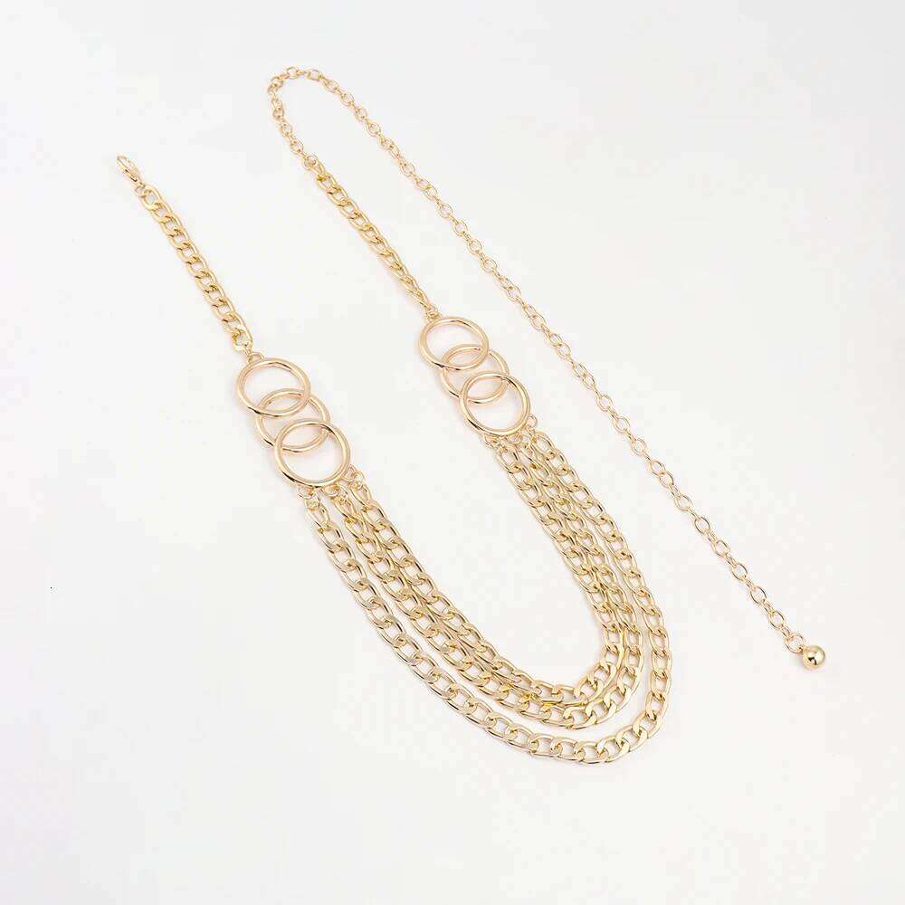 Sexy women's Three layers of metal chain personality circle hollow waist decorated with elegant banquet accessories X260209