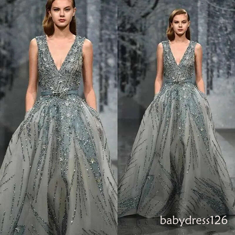 Deep Crystal V Neck Sleeveless Dress, Beaded Sequins, Wedding Guest, Evening, Cocktail Party, Ball Gowns, Bride, Special Occasion, o,