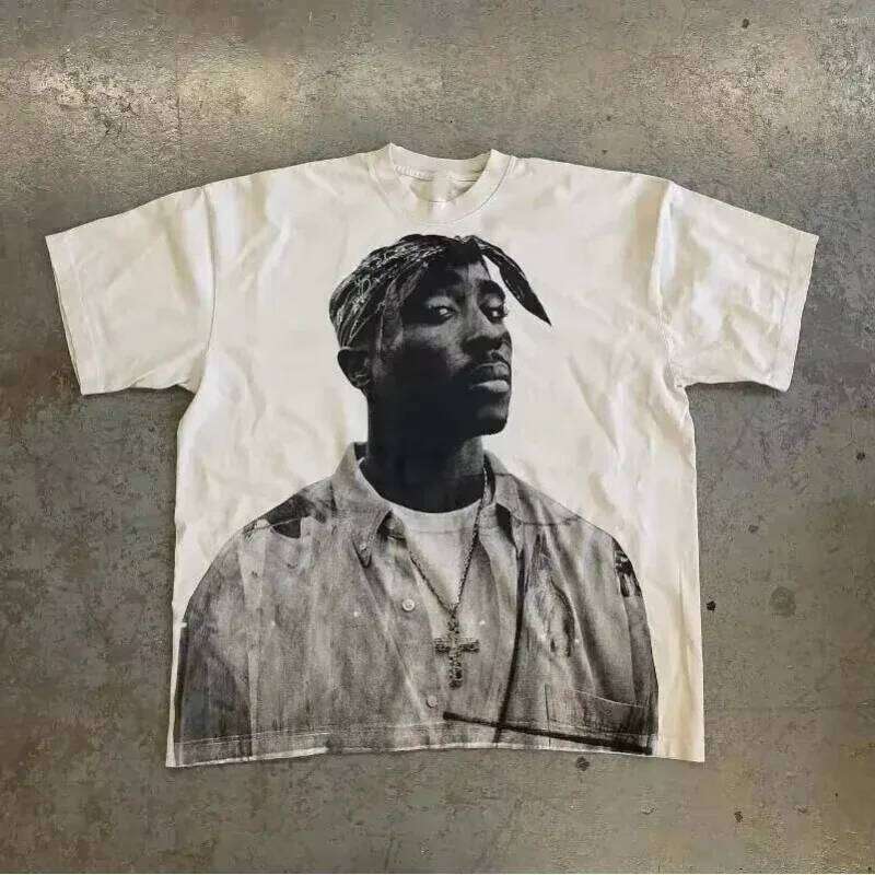 Vintage Hip-hop Print Y2K Men's Seasonal New Item Suitable for Both Men and Women Casual T-shirt X260209