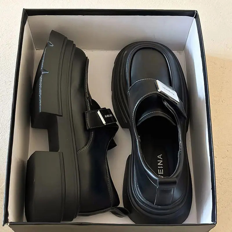 Lefu Shoes 2025 Spring and Autumn Style French Japanese Tall Leather Shoe 260208