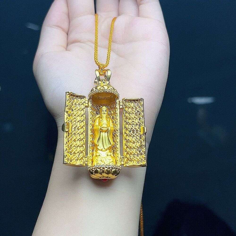 Fortune God New Chinese Wealth-Attracting Necklace, Inlaid With Diamonds, Openable Portable Ancient Pendant, Niche National Style