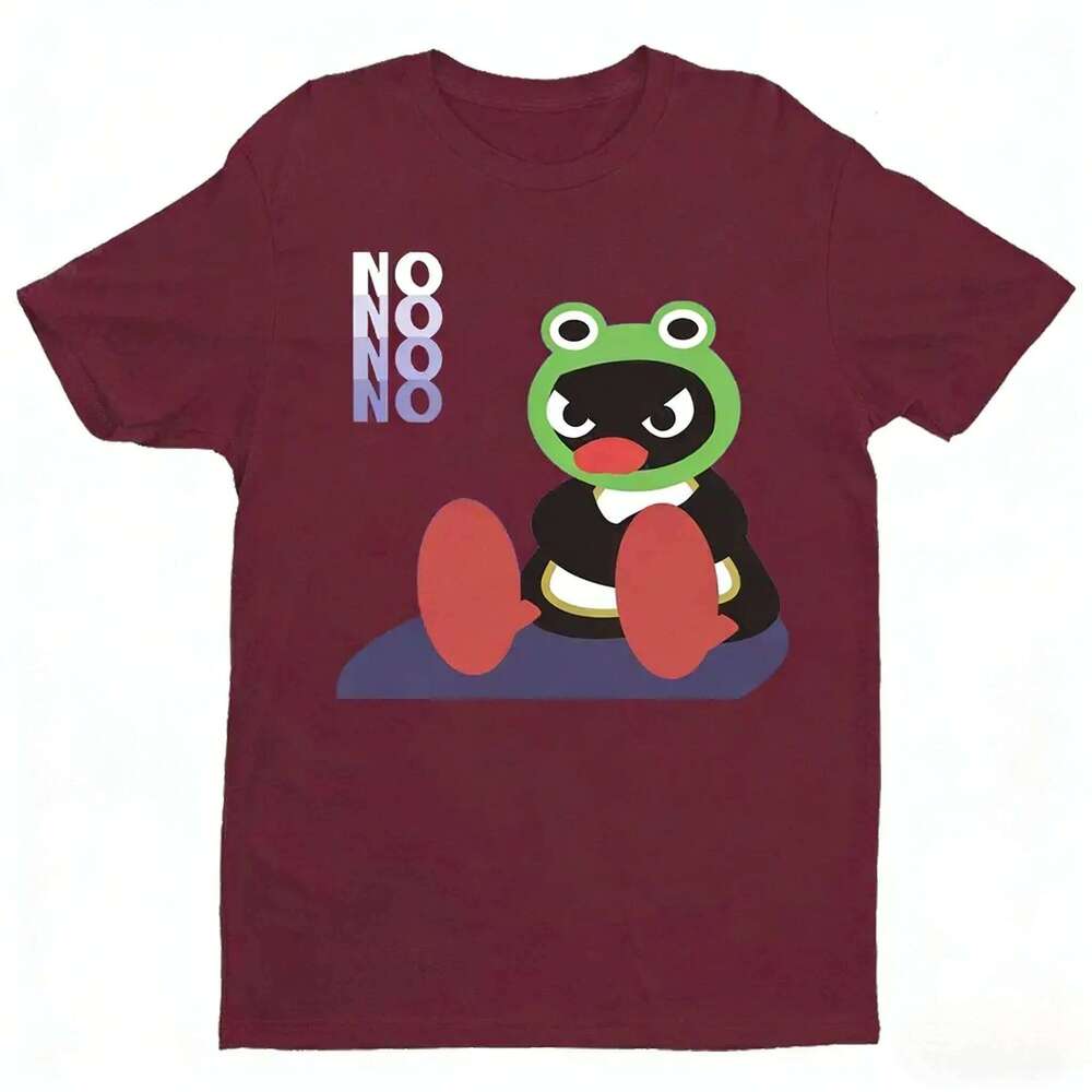 Cute Frog Head Cover Pingu NONONO Tshirt Funny Cartoon Printed Women Men Summer Daily Life Casual Crewneck Cotton Short Sleeve X260209